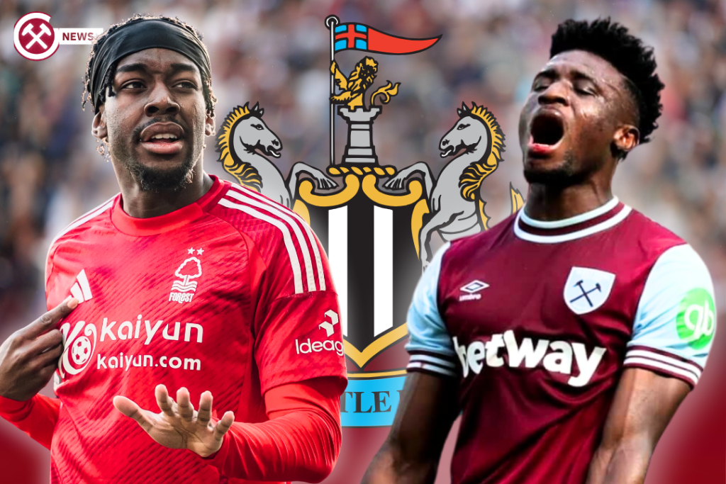 Kudus and Elanga with Newcastle Badge