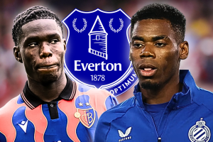 Club Brugge midfielder Raphael Onyedika and Villarreal striker Thierno Barry