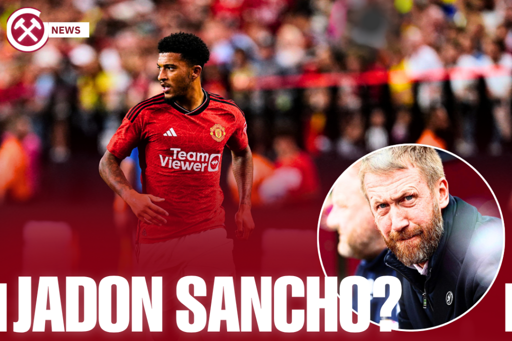 Jadon Sancho next to image of Graham Potter