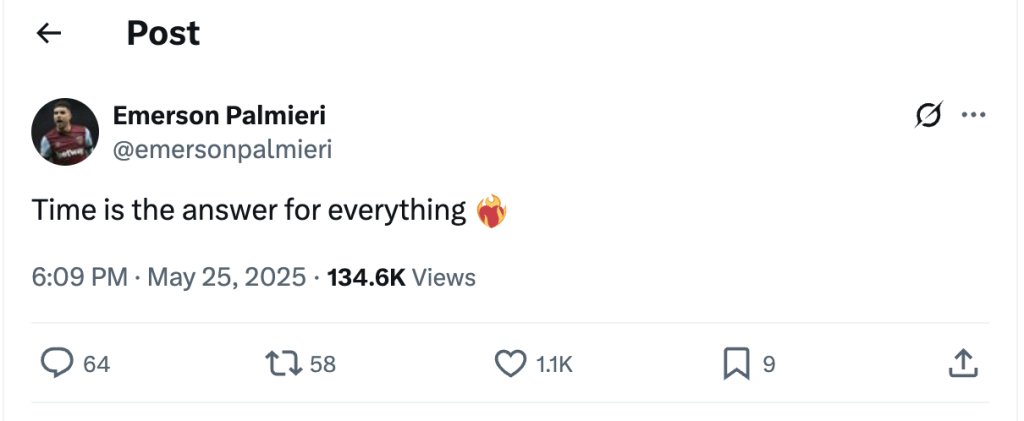 Emerson Palmieri cryptic x post.
