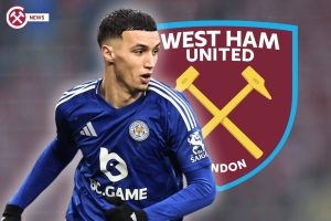Bilal El Khannouss with West Ham logo