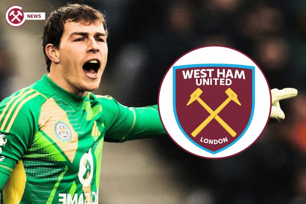 Mads Hermansen with West Ham logo