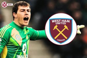 Mads Hermansen with West Ham logo