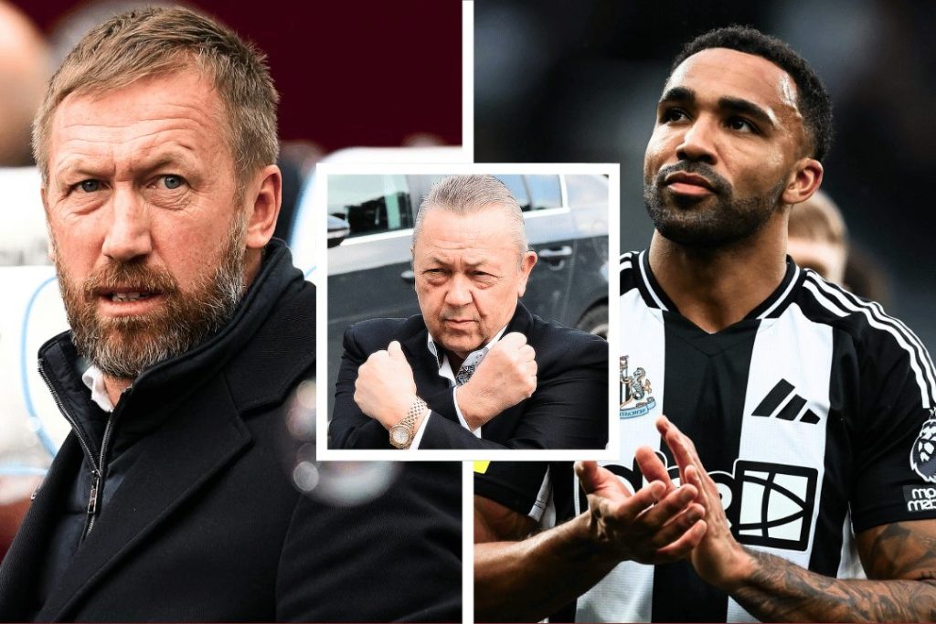 Graham Potter and Callum Wilson, with David Sullivan in the middle