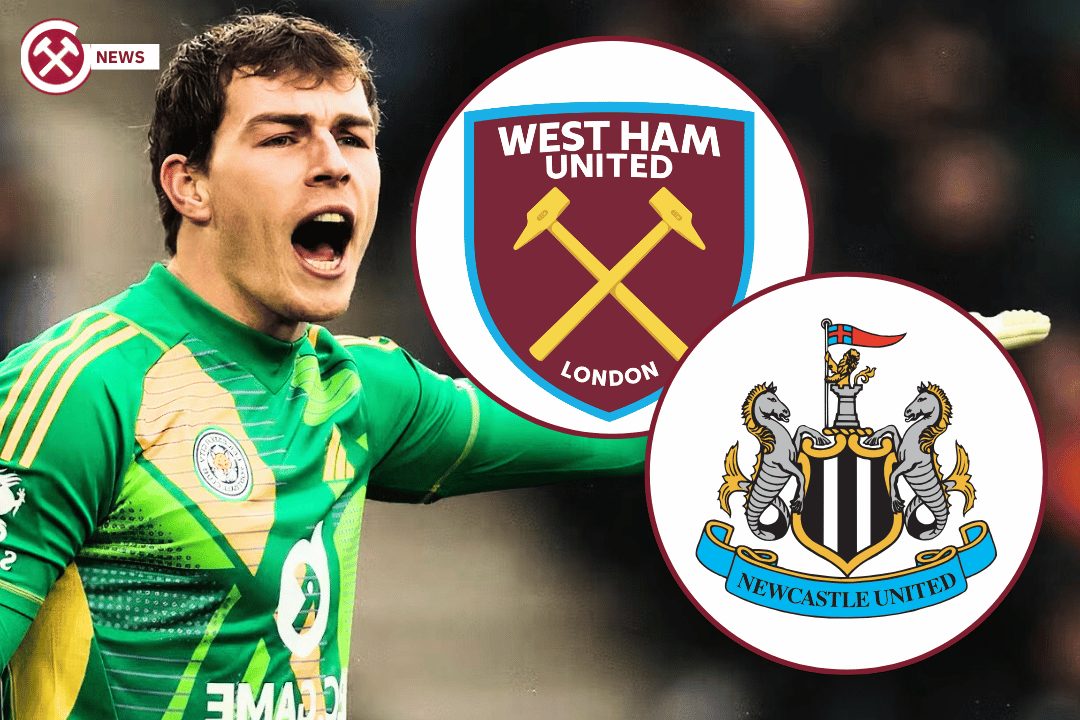 Mads hermansen with newcastle and west ham logos