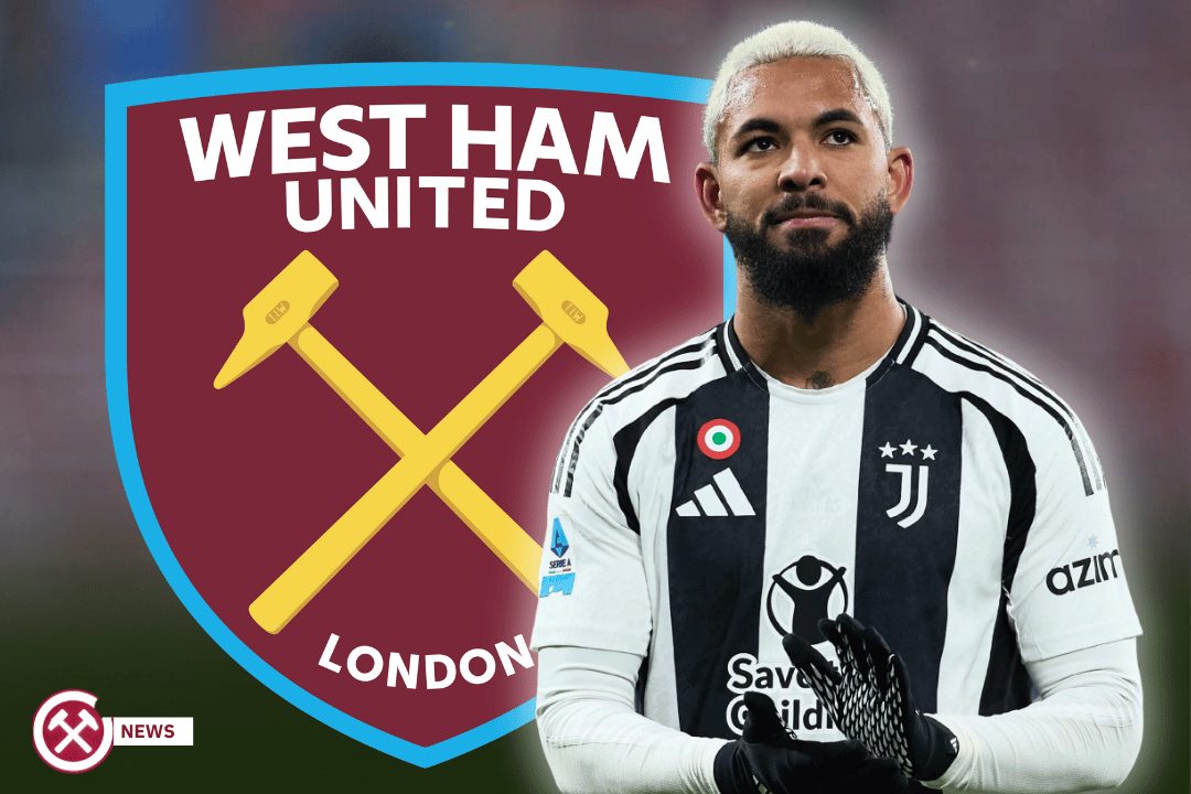 Douglas Luiz with West Ham Logo