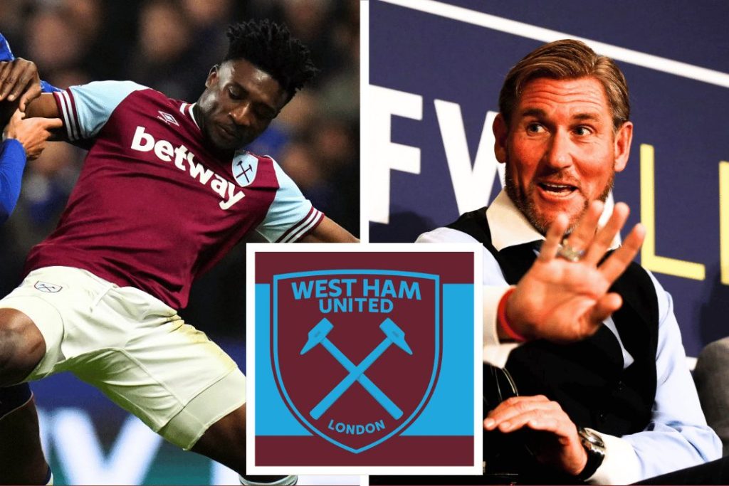 Kudus, Simon Jordan and West Ham logo