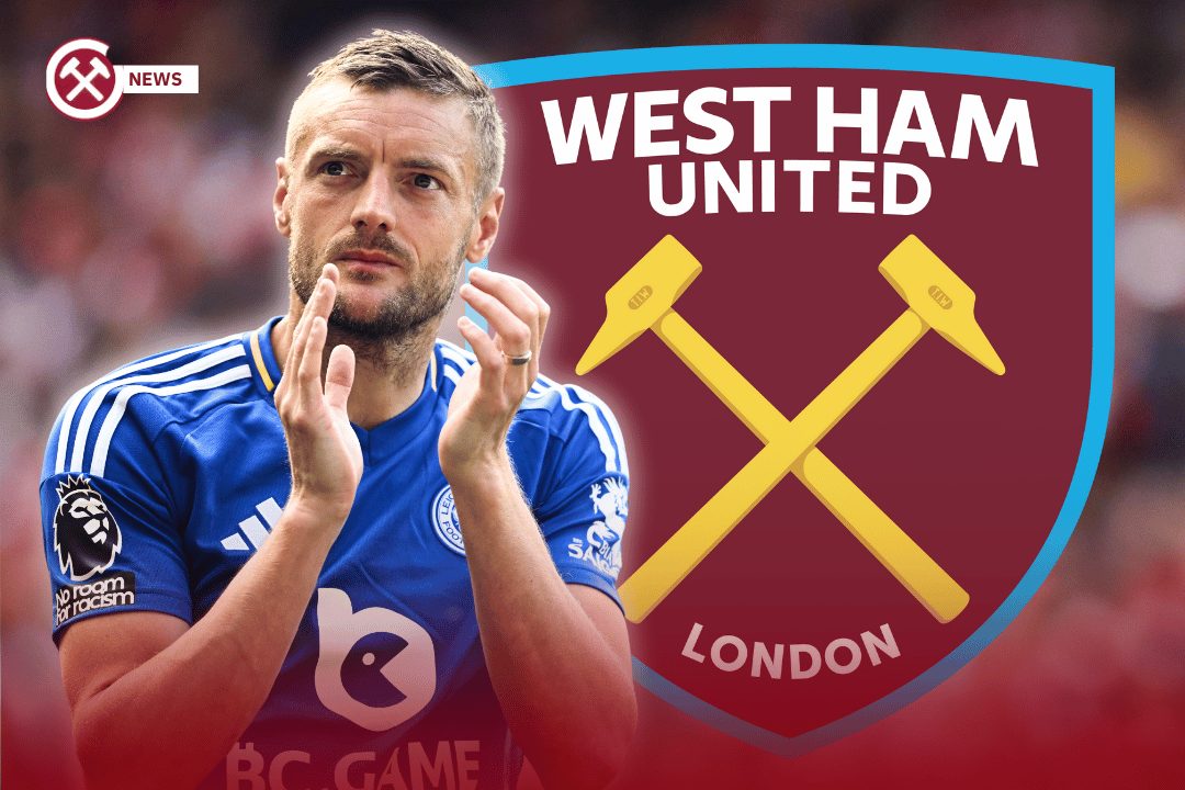 jamie Vardy with west ham badge